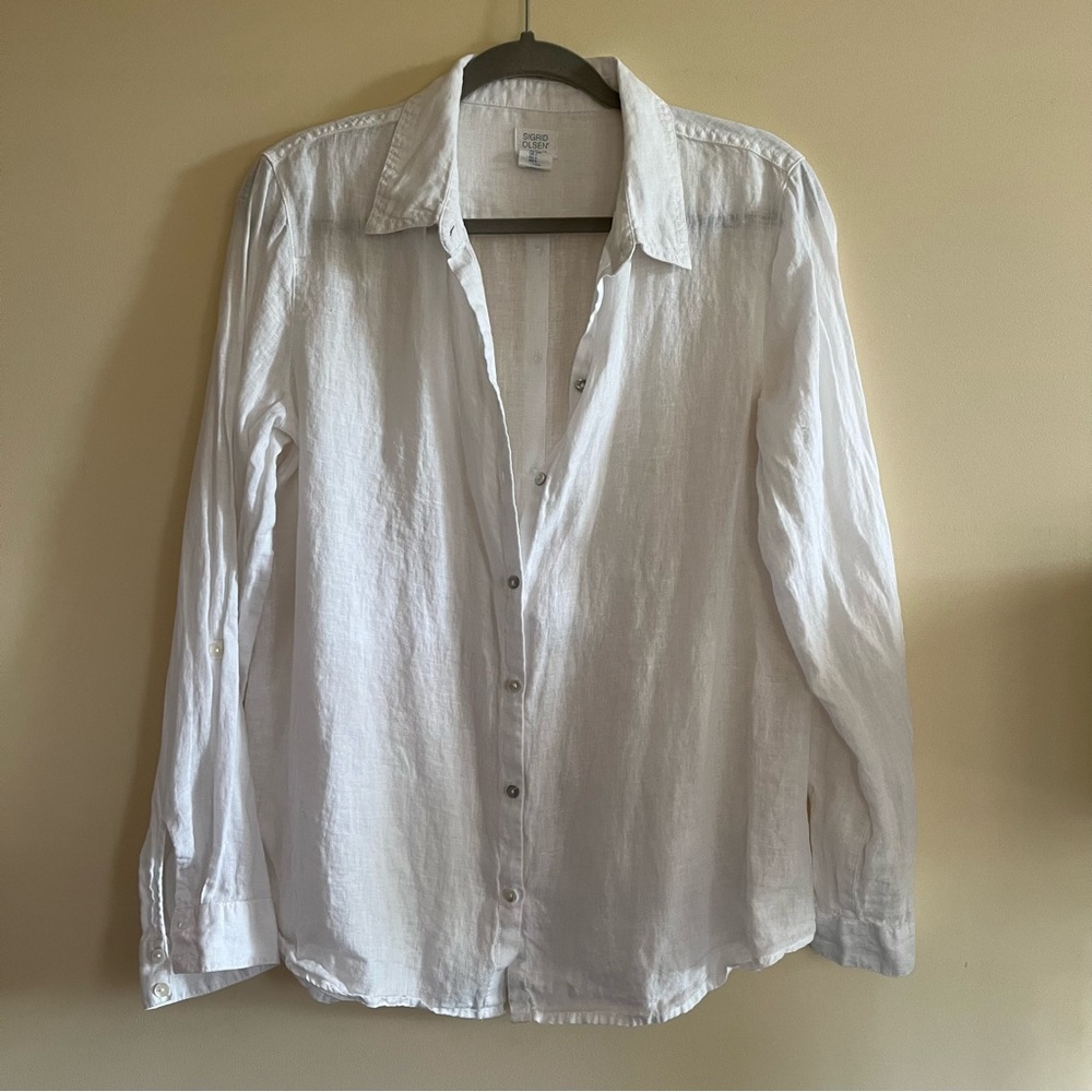 Sigrid Olsen White Linen Blouse